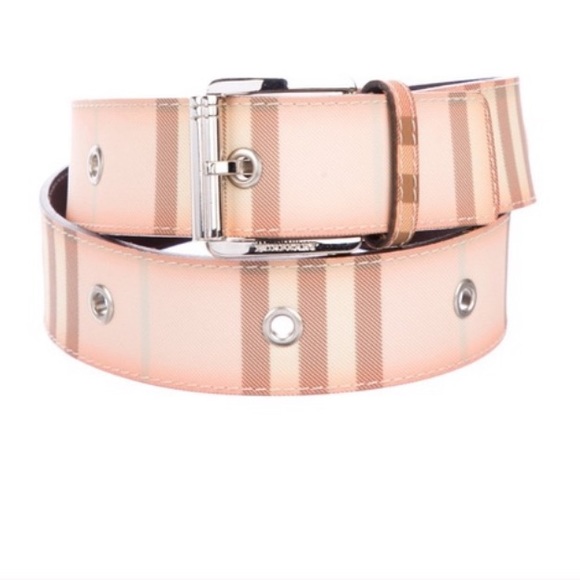 Burberry Accessories - Burberry Coated Canvas Nova Check Pink Brown Belt